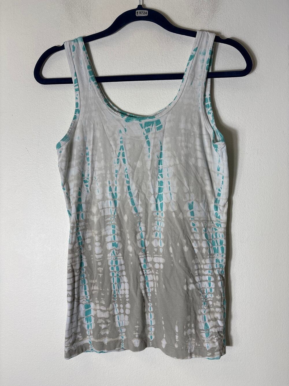 Hard Tail Teal Gray Tie Dye Sleeveless Athletic Tank Sz L